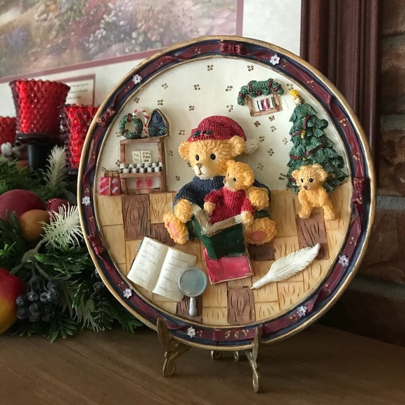 Rare VTG 1970’s Hand Painted 3D Teddy Bear Plate - Picture 1 of 12